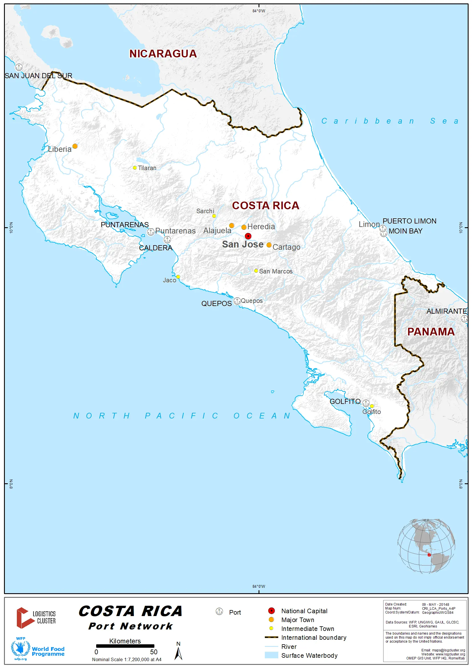 puerto caldera costa rica mapa - Cuáles son los puertos de Costa Rica